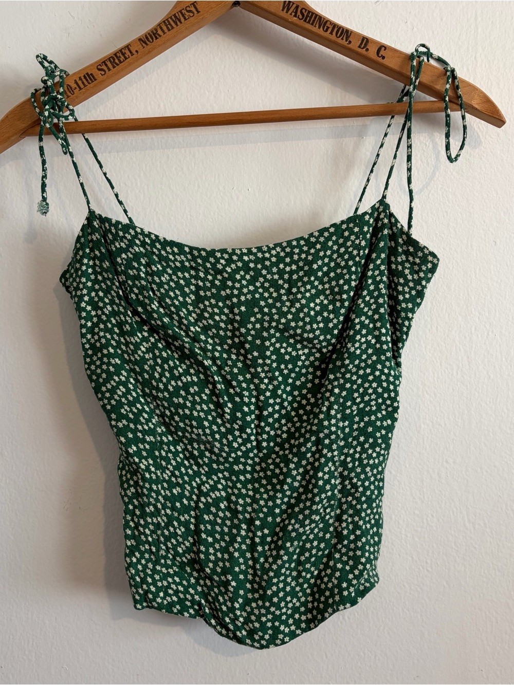 Reformation Green Floral Tie-Strap top